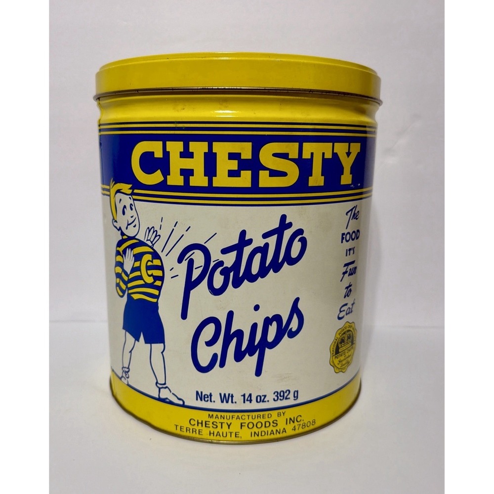 Vintage Chesty Potato Chips Tin 40th Anniversary Very Clean Advertising Food